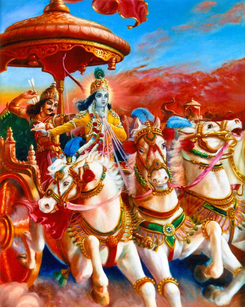 Krishna as Arjuna's Charioteer Picture - Art Print