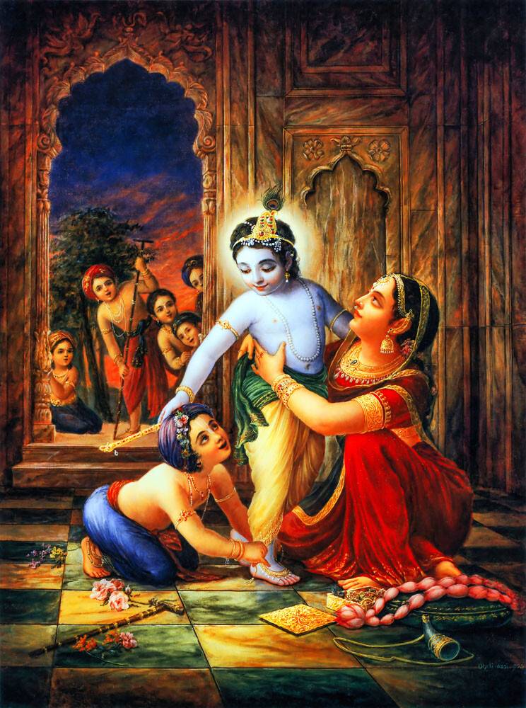 Krishna Being Dressed by Yasoda and Balarama