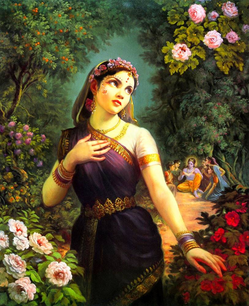 Radharani and Bumble Bee Painting - Art print available on canvas ...
