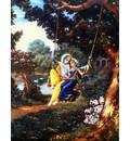 Radha and Krishna, the Divine Couple on a Swing