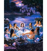 Krishna and Gopis Water Pastimes Painting