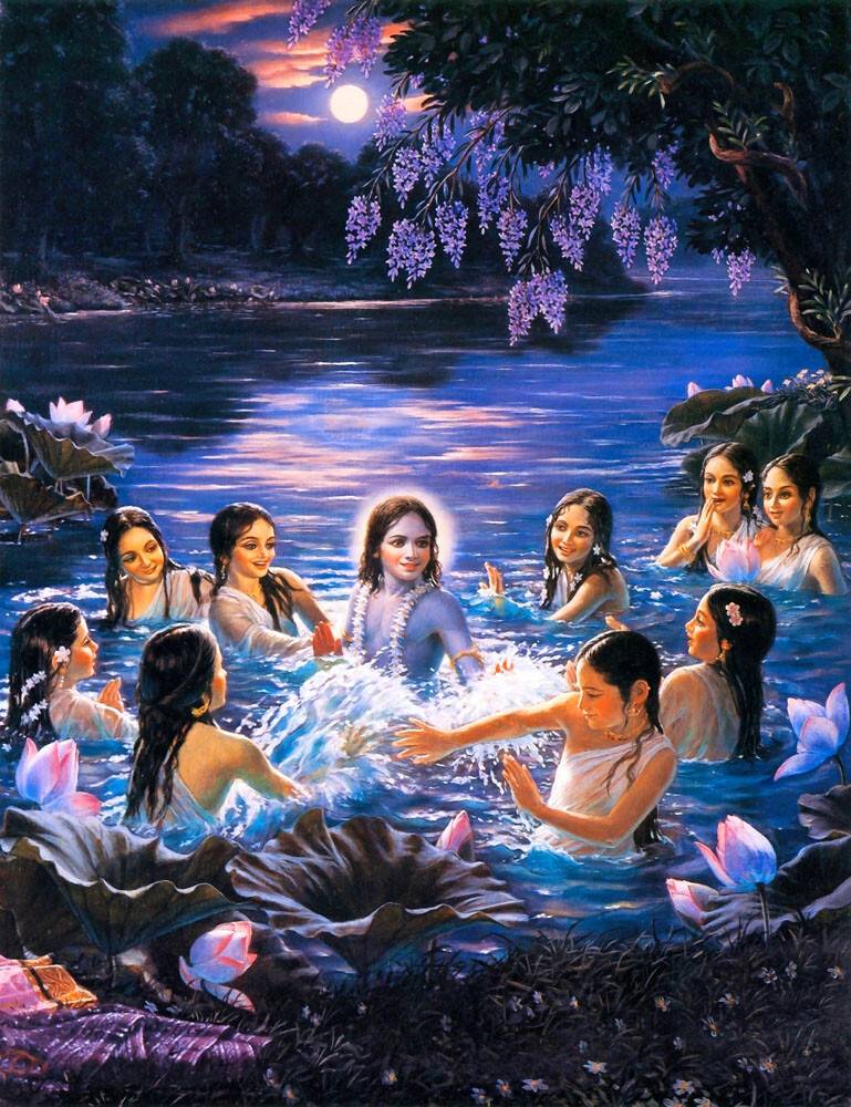 Krishna and Gopis Water Pastimes Painting
