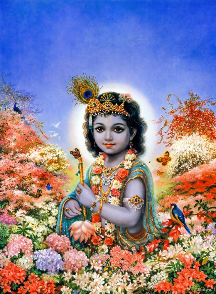 Krishna Amidst Flowers
