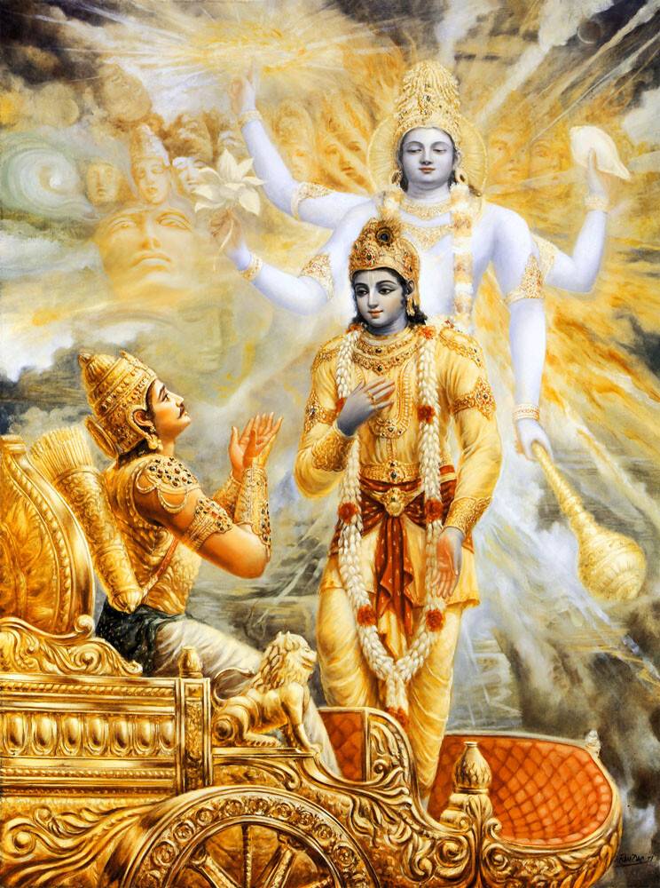 Krishna Reveals His Two-Armed Form to Arjuna