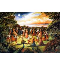 Rasa Dance Painting -- Krishna Dances with Gopis at Midnight