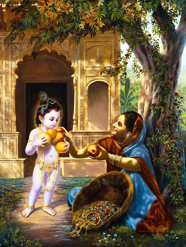 Krishna and Fruit Vendor Painting