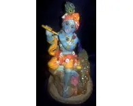 Krishna With Peacock  Polyresin Figure (5" high)