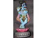 Lotus Krishna Standing on Lotus Flower Polyresin Figure (5")