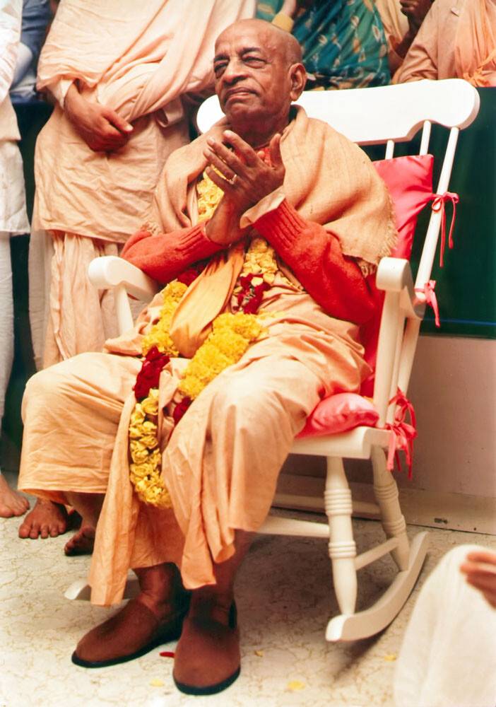 Srila Prabhupada in New York, Sitting in White Rocking Chair