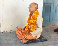 Srila Prabhupada in Radha Damodar Room, Chanting Gayatri