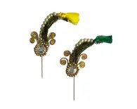 Deity Crown Decorative Pins with Pearls, Wrinkled Zari Work & Diamond