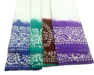 Sari, Cotton White with Colorful Batik Border