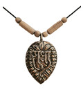 Leaf Radha Pendant - White Metal with Tulsi Beads and Black Thread