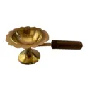 Multipurpose Arati Lamp Stand -- Brass with Wooden Handle