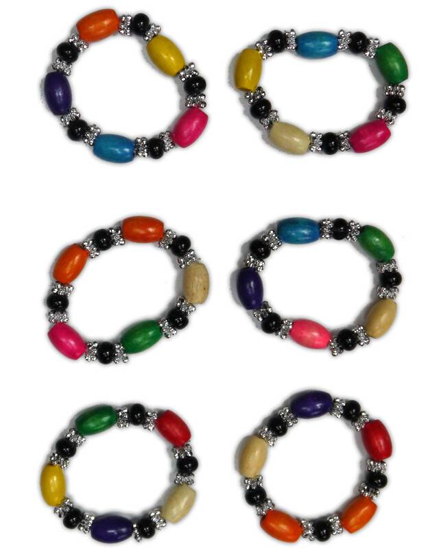 Bracelet -- Multicolor Beads -- Pack of 6