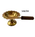 Multipurpose Arati Lamp Stand -- Brass with Wooden Handle