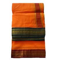 Dhoti / Chadar -- Colored Cotton, Ganga-Yamuna Embroidered Borders