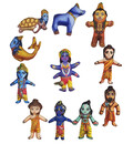 Dashavatara Dolls: Full Set 10 Incarnations of Lord Vishnu -- Set of 11 Children\'s Stuffed Toys
