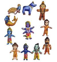Dashavatara Dolls: Full Set 10 Incarnations of Lord Vishnu -- Set of 11 Children's Stuffed Toys