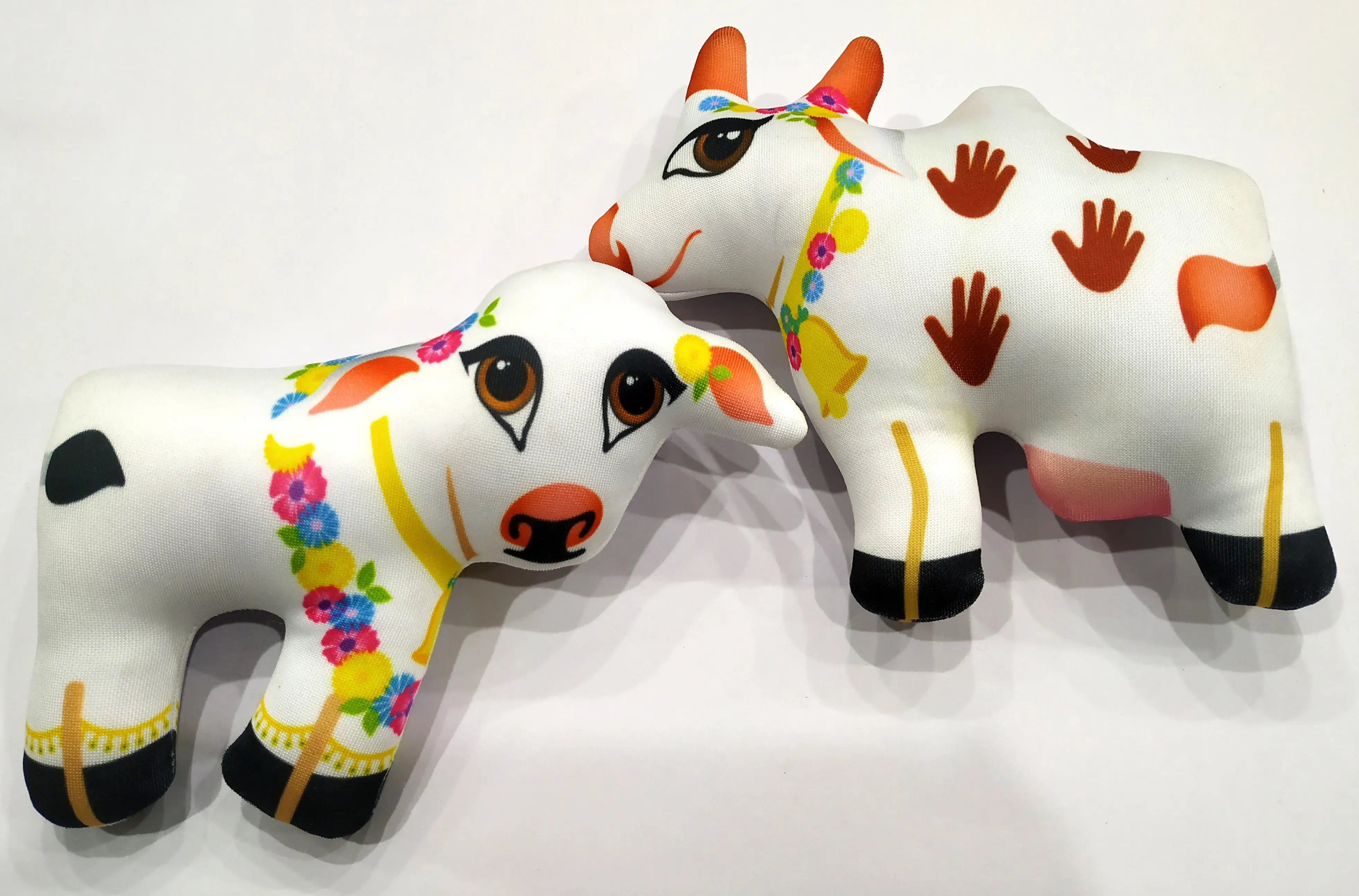 Radha Krishna with Cow and Calf Dolls -- Childrens Stuffed Toy