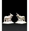 Altar Decoration, White Metal -- Cows (2 piece set)