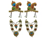 Crown and Necklace Set -- Kerry Colorful Diamonds Multicolored Thread Work (pair)