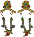Crown and Necklace Set -- Chain of Colorful Diamonds & Thread Work (pair)