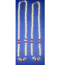 White Perl Mala with Crystal Beads 18" (Set of 2)