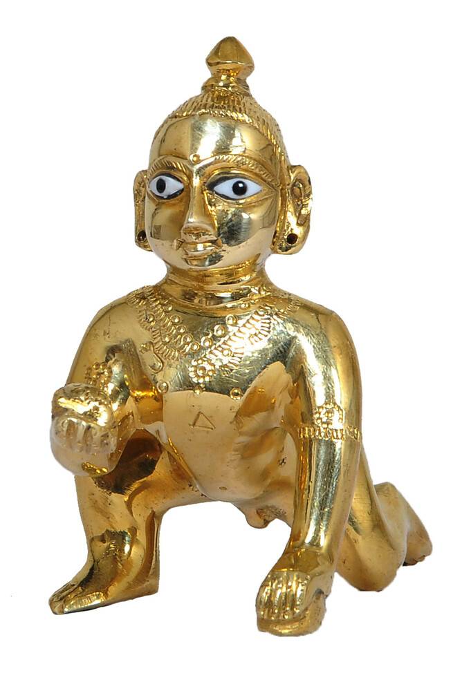Laddu Gopal Brass Deity 4\" (10 cm)