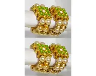 Deity Bracelets -- Colorful Enameled Dots and Golden White Pearls_TMS32
