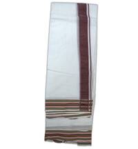 Dhoti / Chadar -- White Cotton Fine, Thick Fancy Borders