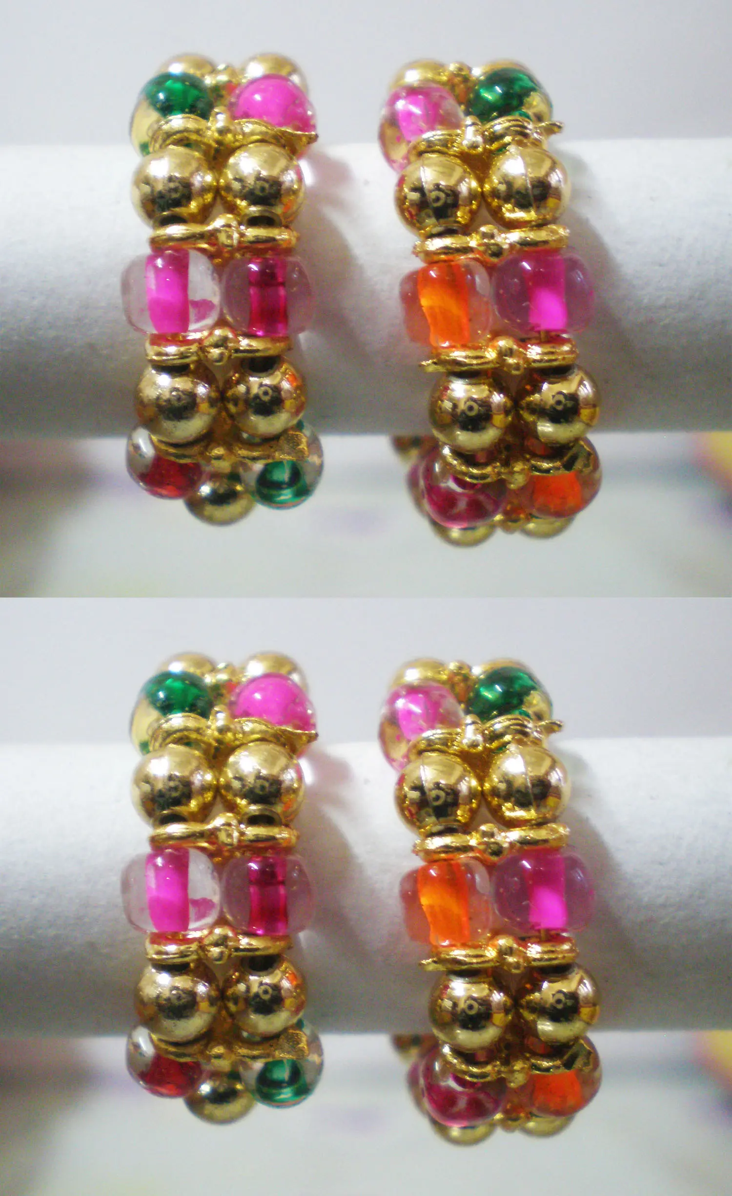 Deity Bracelets -- Colored Pearls and White Diamonds_D320