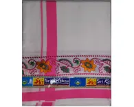 Dhoti / Chadar -- Big Embroidery Borders with Flower and Leaf Patterns