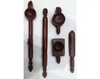 Classic Vedic Fire Yajna Sacrifice Implements (5 wooden piece set)