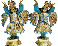 Gaura Nitai Deity Clothes -- Gold Checks with Sequins