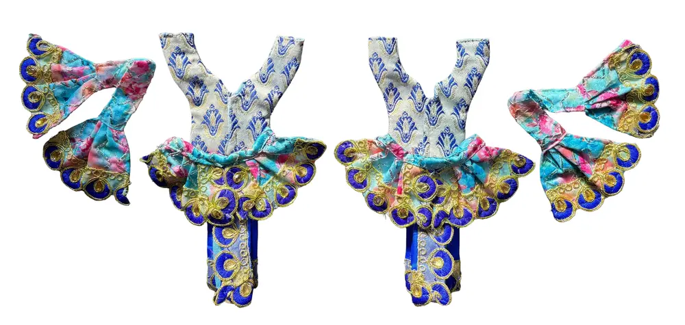 Gaura Nitai Deity Clothes -- Floral Brocade Dress