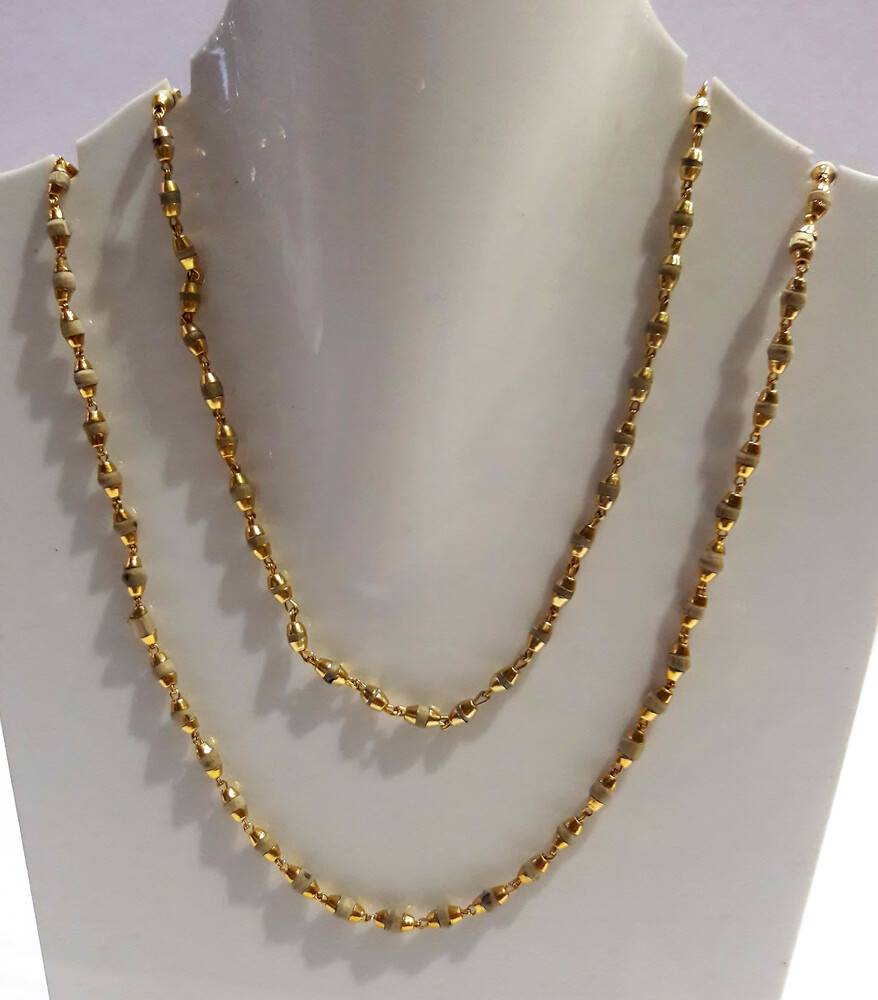 Gold Plated Silver Tulsi Necklace - Small Beads