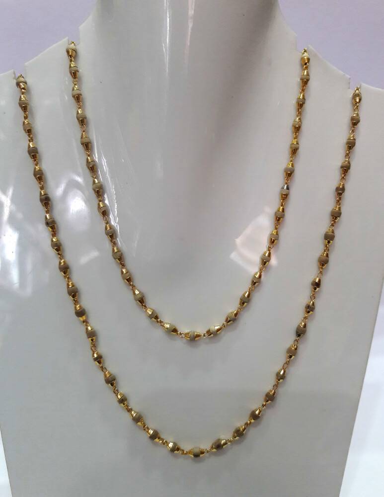 Gold Plated Silver Tulsi Necklace - Large Beads