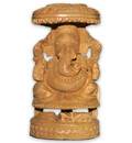 Hand-Carved Wood Ganesh Figure