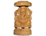 Hand-Carved Wood Ganesh Figure