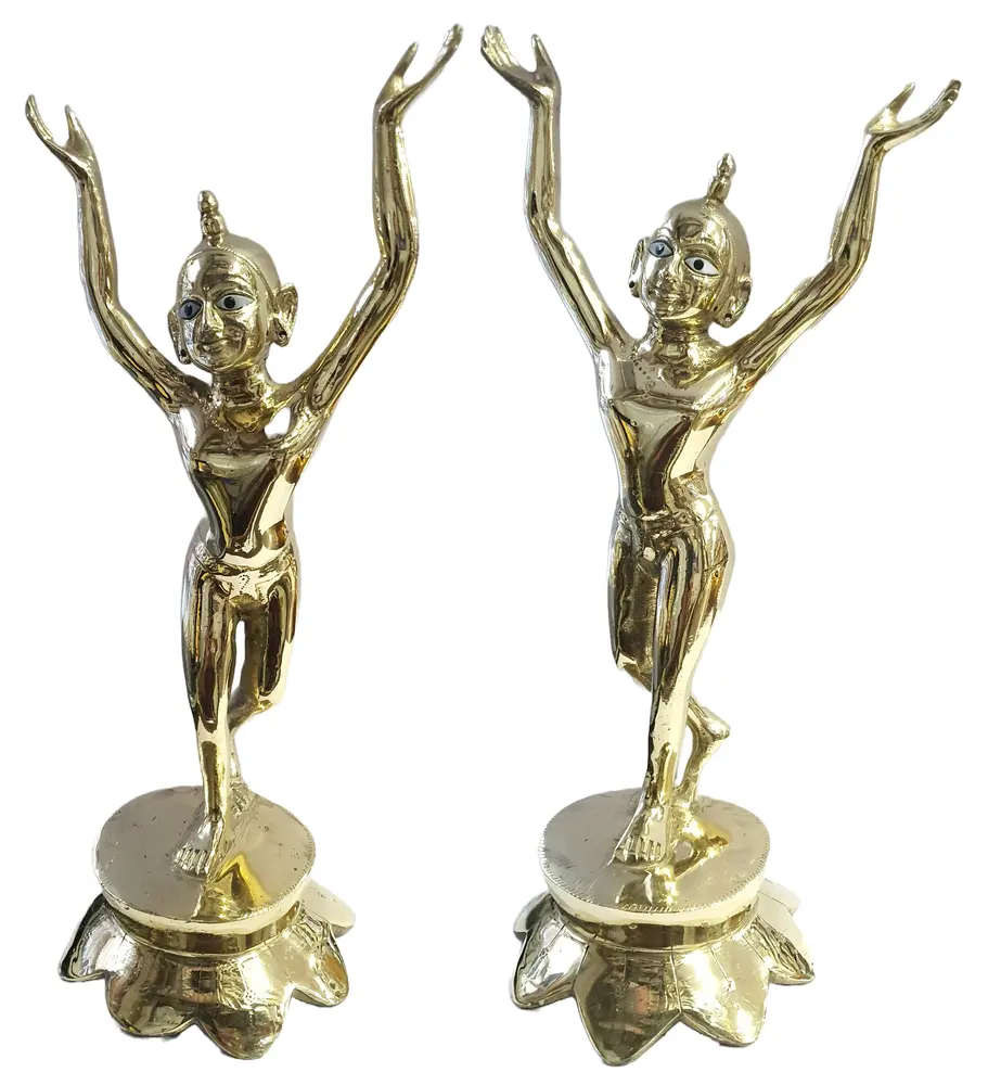 Gaura Nitai Deities 20\" Both Hands Up; Round Base