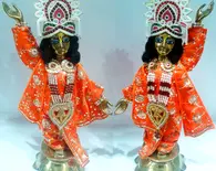Gaura Nitai Deities 18" One Hand Up and one Down; Lotus Base