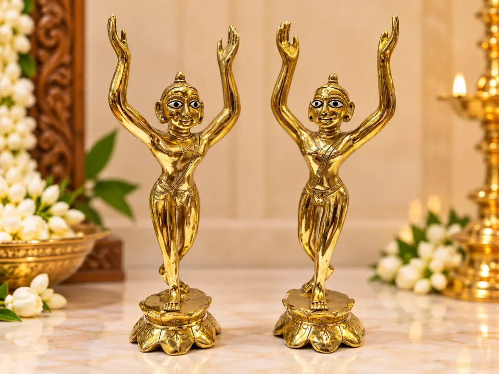 Gaura Nitai Deities 18\" One Hand Up and one Down; Lotus Base