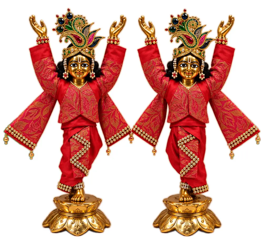 Gaura Nitai Deity Clothes -- Royal Crimson Dress