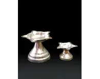 White Metal Ghee Lamp Set