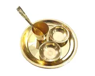 Gopal Bhog Offering Set for Laddu Gopal (Brass Plate, Bowls, Cup and Spoon)