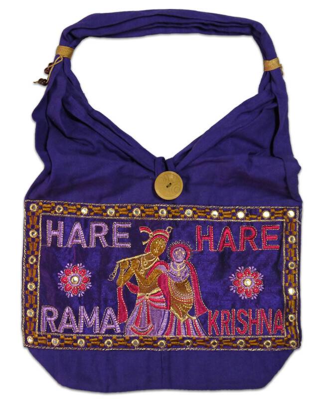 Embroidered Handbag -- Hare Krishna, Cotton, Patiala Style
