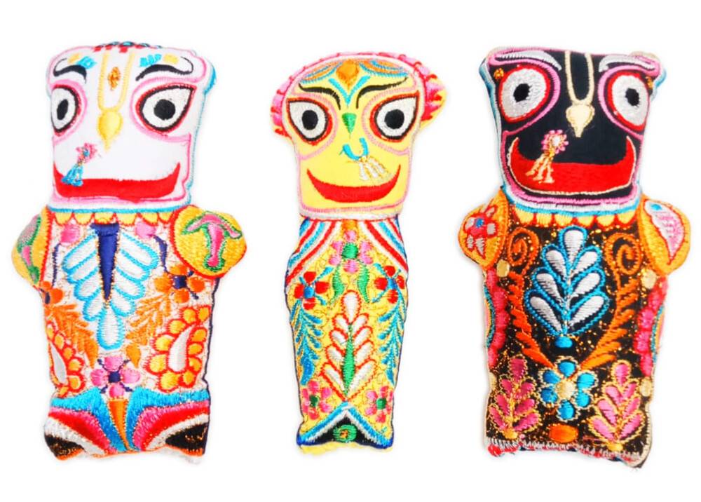 Childrens Stuffed Toy: Jagannatha, Baladeva and Lady Subhadra Dolls with Embroidery