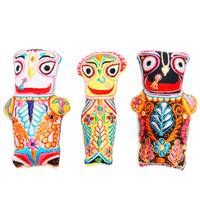 Childrens Stuffed Toy: Jagannatha, Baladeva and Lady Subhadra Dolls with Embroidery