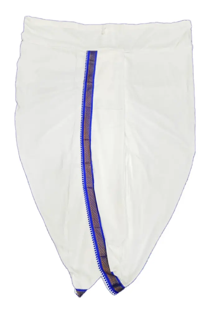 Dhoti White Ready-Made Trouser -- Fancy Borders